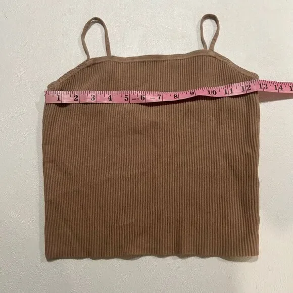 Abercrombie & Fitch Ribbed Knit Camisole Tank Top Brown Minimalist Size Large - Picture 4 of 5